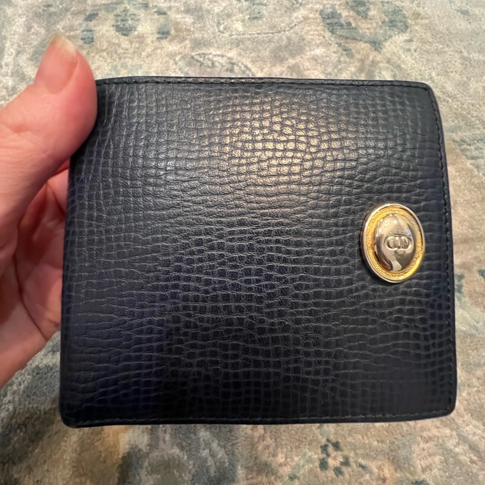Blue Leather Wallet with Gold Accent - Picture 2 of 13